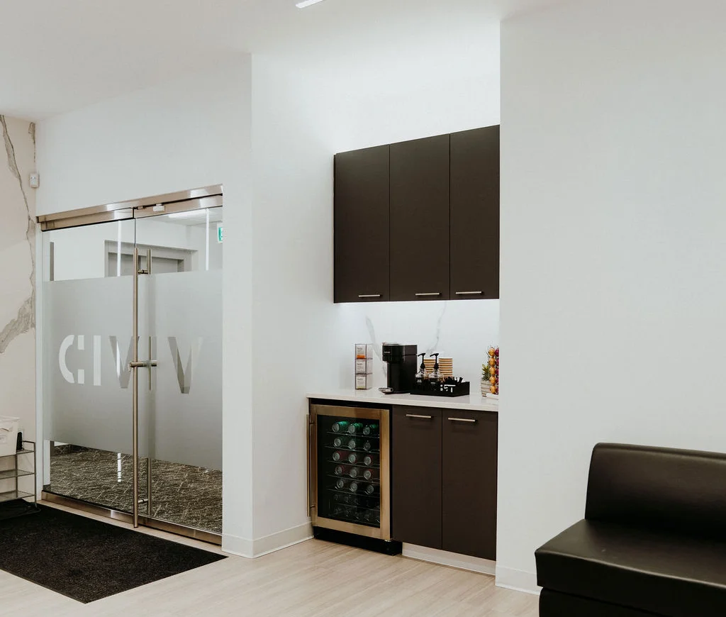 Comfortable patient lounge at the Vivid Specialized Dentistry office in Edmonton